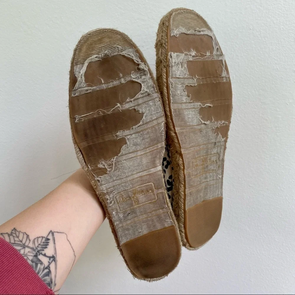 Sam Edelman Blue Cheetah Print Canvas/Linen Espadrilles - Summer Flats